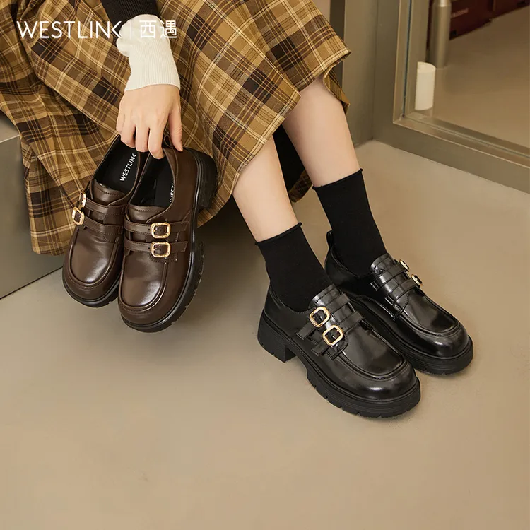 西遇厚底乐福鞋女2025新款秋季复古英伦风软皮配裙子单鞋JK小皮鞋