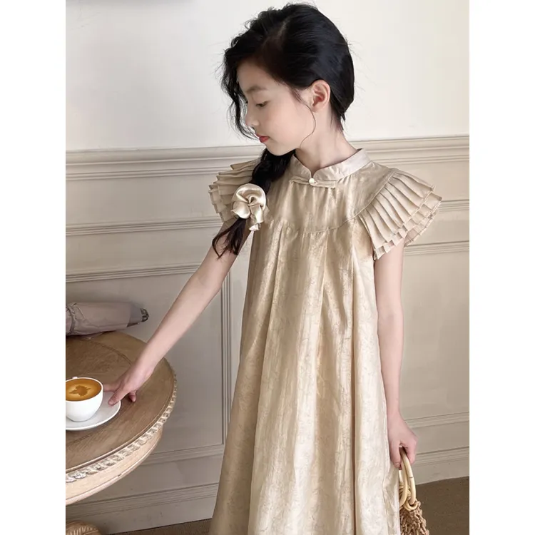 女童夏季连衣裙2023新款洋气中国风改良旗袍裙公主裙中大童裙子