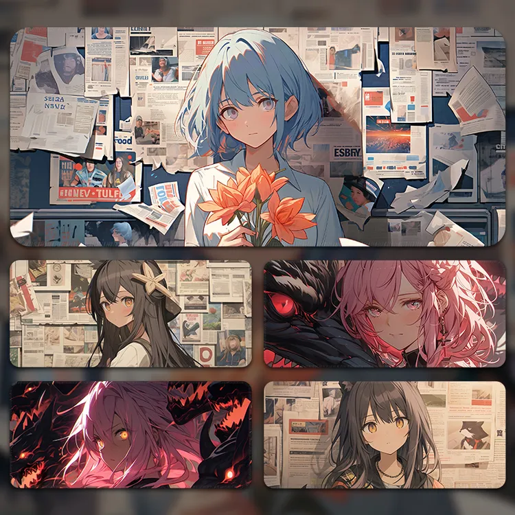 鼠标垫ins动漫少女加厚宿舍大鼠标垫桌垫锁边创意办公鼠标垫家用