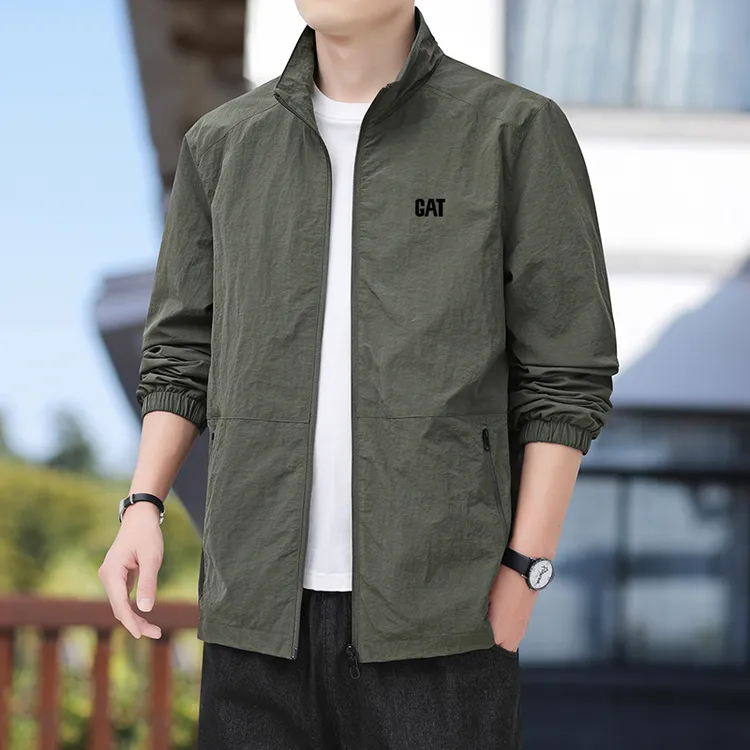 男士夹克2024新款春秋季薄款男装宽松运动户外立领百搭休闲男外套