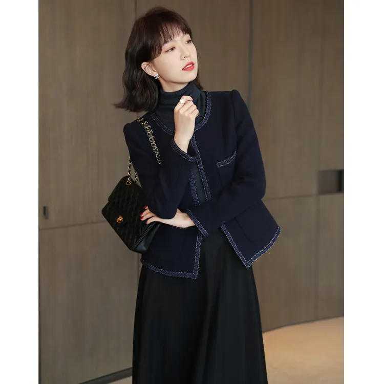 优雅名媛感小香风！显高显瘦短款羊毛镶边小香风外套女25秋季新款