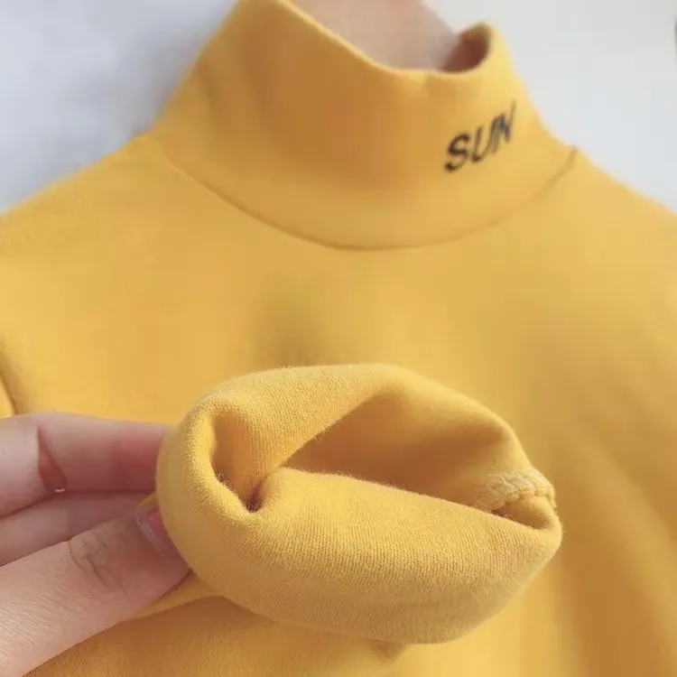 儿童德绒打底衫春秋冬男童女童长袖半高领上衣洋气内搭中大童T恤