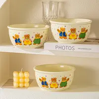 6英寸ins风奶油小熊泡面碗陶瓷家用学生米饭碗沙拉碗宿舍吃饭碗