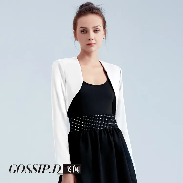 秋冬新款短款外套女时尚西装外搭吊带百搭休闲黑色开衫上衣披肩