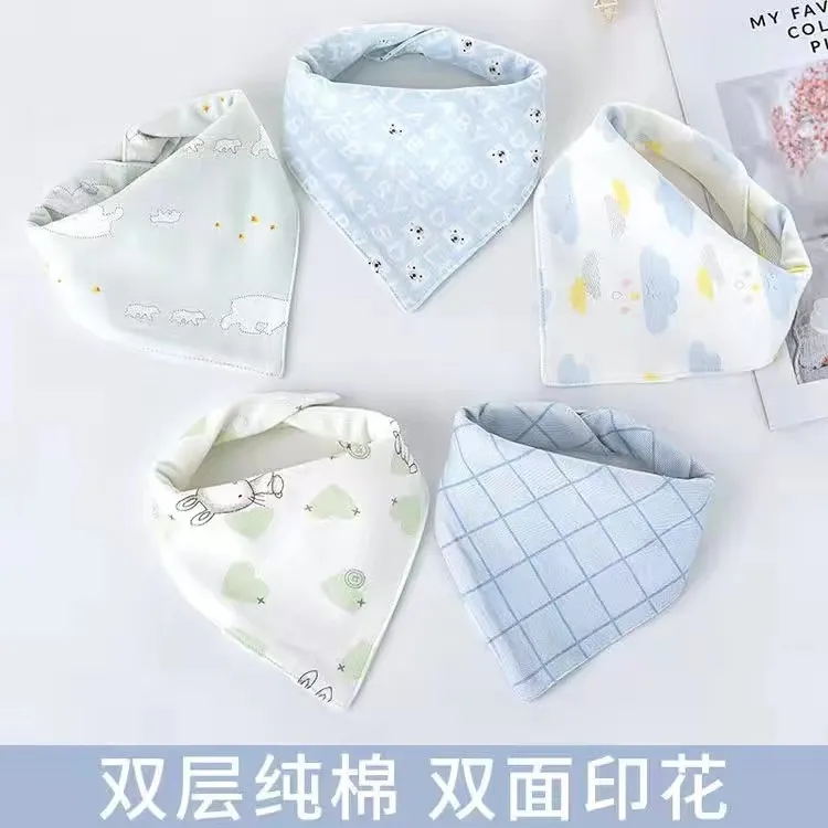 婴儿口水巾棉围嘴新生儿围兜防水防吐奶宝宝三角巾围巾超柔秋冬