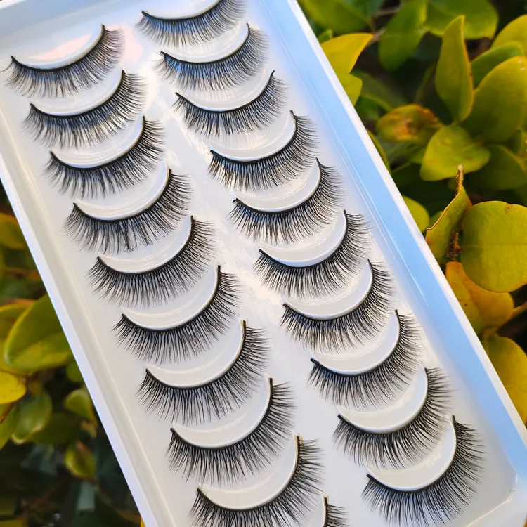 10对免胶自粘胶条假眼睫毛自然逼真裸妆浓密款素颜自粘胶条仿真