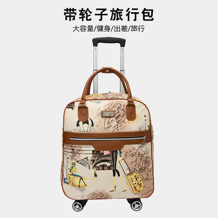 大容量带轮子旅行袋拉杆行李包手提包轻便可折叠拉杆箱男女旅行包