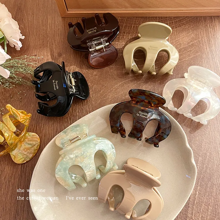 醋酸南瓜抓夹发夹女2025高级感发卡后脑勺半扎发鲨鱼夹小夹子头饰