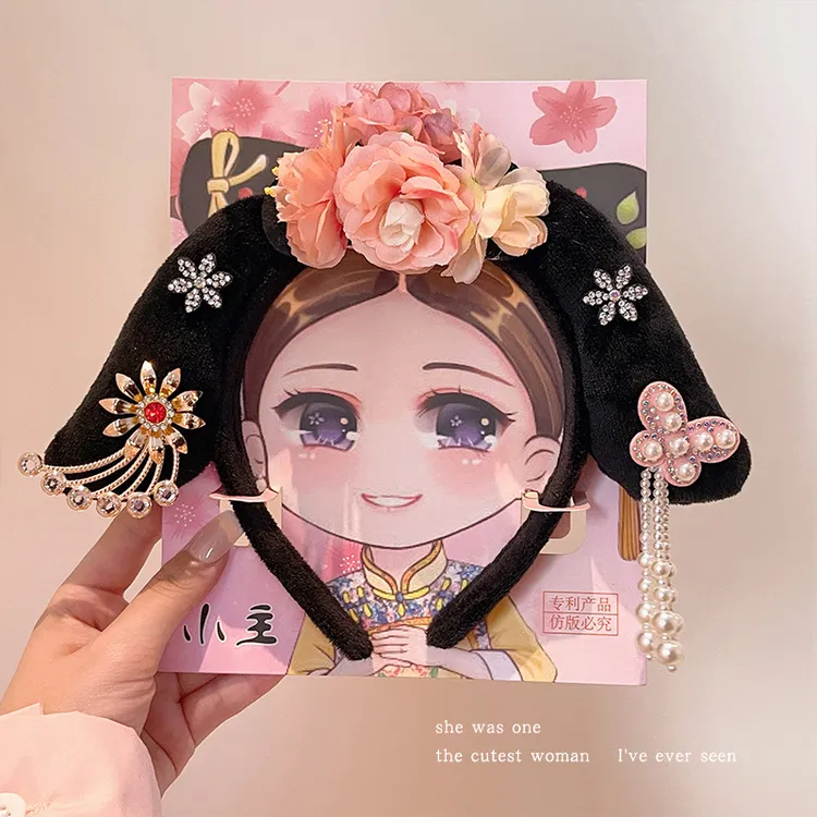 格格发箍宫廷风贵人旗头头箍娘娘贵妃发卡可爱女童古风汉服头饰品