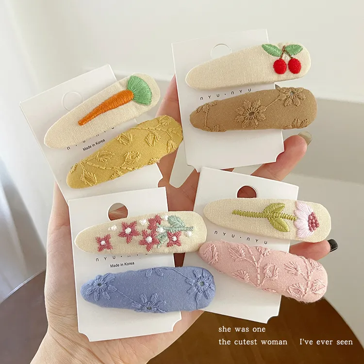 清新小碎花布艺刺绣少女bb夹精致甜美发卡碎发夹刘海夹子头饰发夹