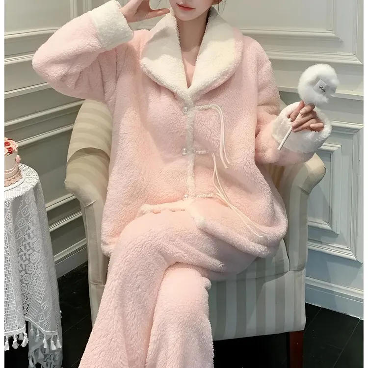 【暖香玉】新中式双面厚绒秋冬款家居服显白可外穿睡衣套装女保暖