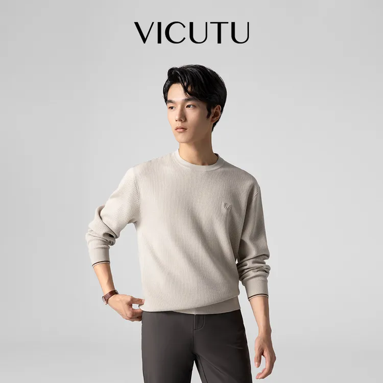 【慕斯毛衫2.0】威可多男商务时尚针织衫新款秋冬圆领百搭毛衣简约