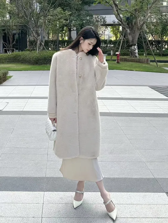 【5折亏本清仓】新款皮毛一体仿水貂环保皮草保暖大衣长女