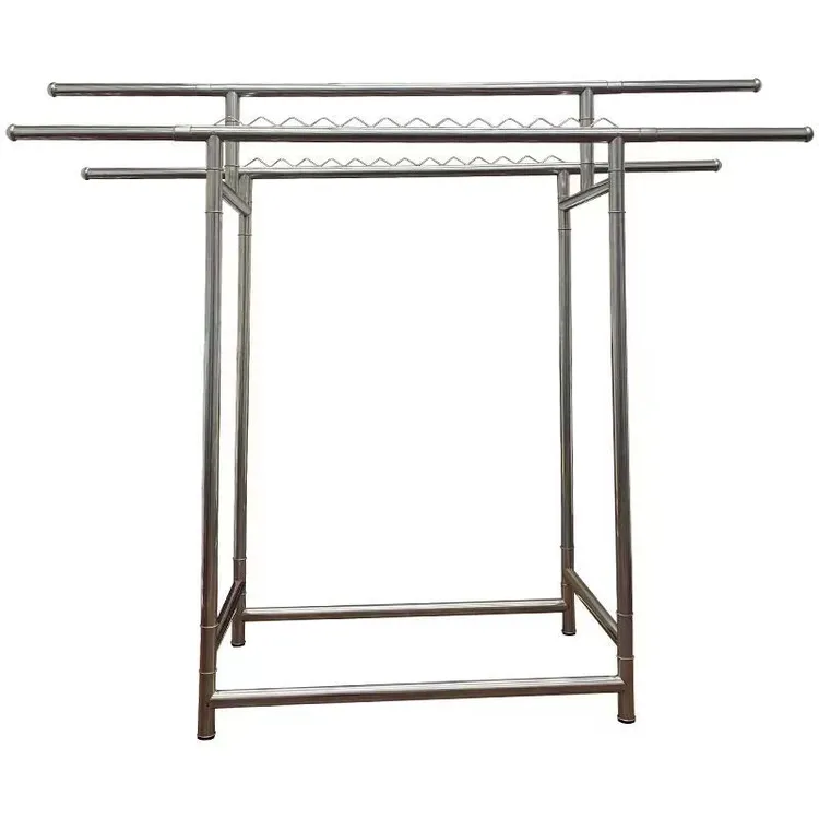 304承重600斤不锈钢材质38管户外室内落地可伸缩折叠晾衣架防风