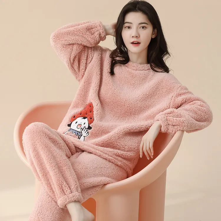 珊瑚绒睡衣女冬款2025年新款加绒加厚秋冬保暖女士毛绒绒家居服女