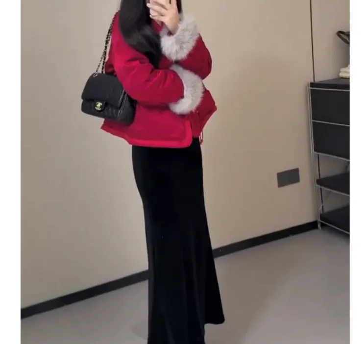 2024冬季新款时尚女装网红靓丽潮流气质洋气高级外套半身裙女R