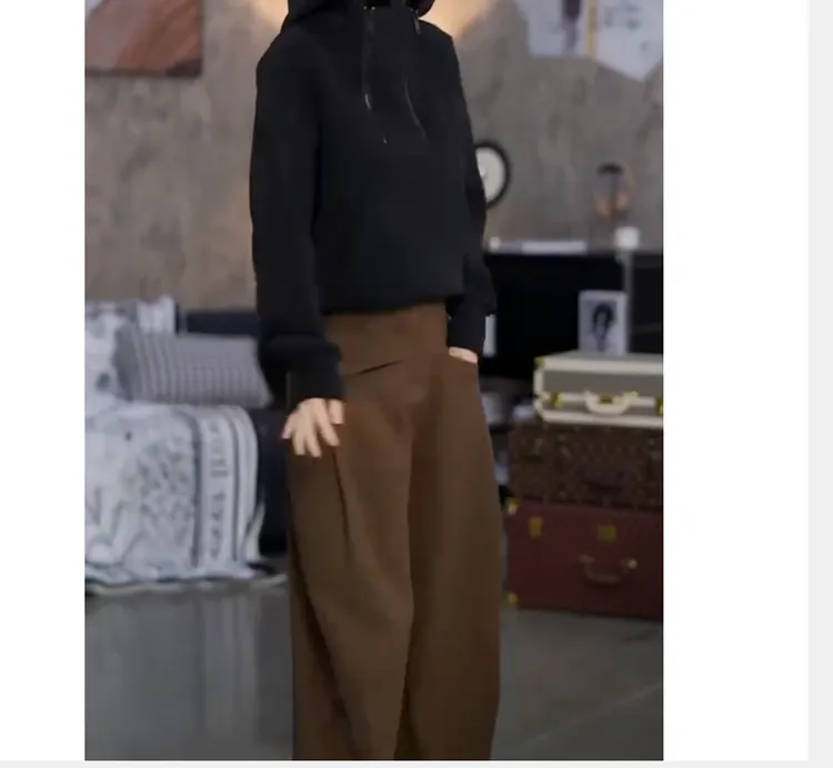 2024冬季新款时尚女装网红高级感设计感宽松连帽上衣裤子女知足