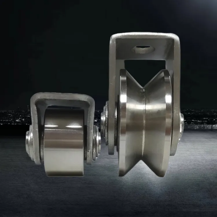 不锈钢滑轮加高304H型V型U型槽轮轴承方管轨道轮平移门角轮钢丝绳