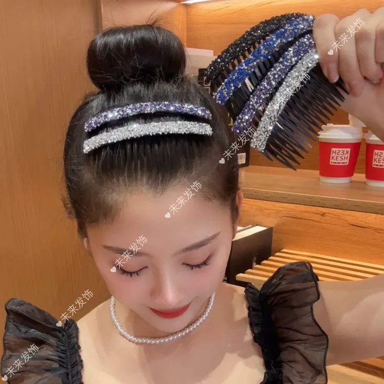 非金属树脂发饰 网红亮片刘海插梳韩式碎发百搭插梳头饰碎发夹