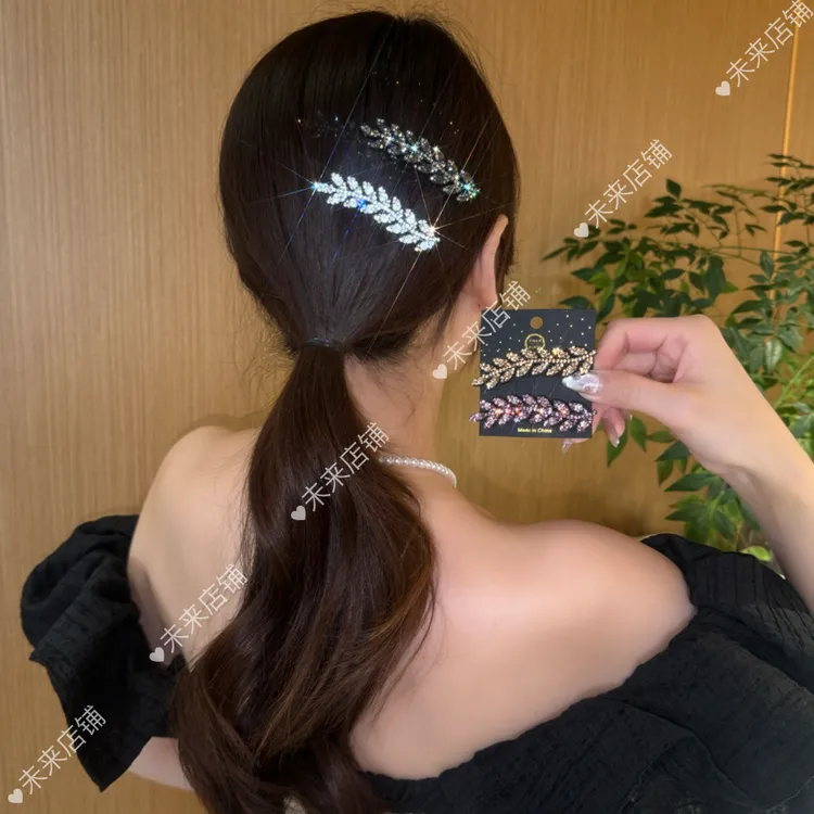 未来发饰 麦穗闪闪冰透感女鸭嘴夹发卡侧边夹碎发整理气质发饰