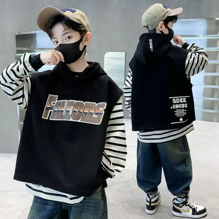 儿童装男童春装马甲卫衣衫新中式两件套中大童休闲帅气炸街时尚