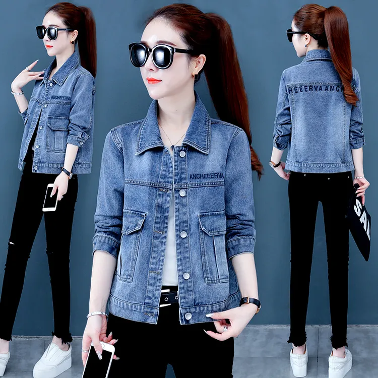 刺绣牛仔外套显瘦小个子短款时尚休闲百搭宽松韩版牛仔衣女装夹克