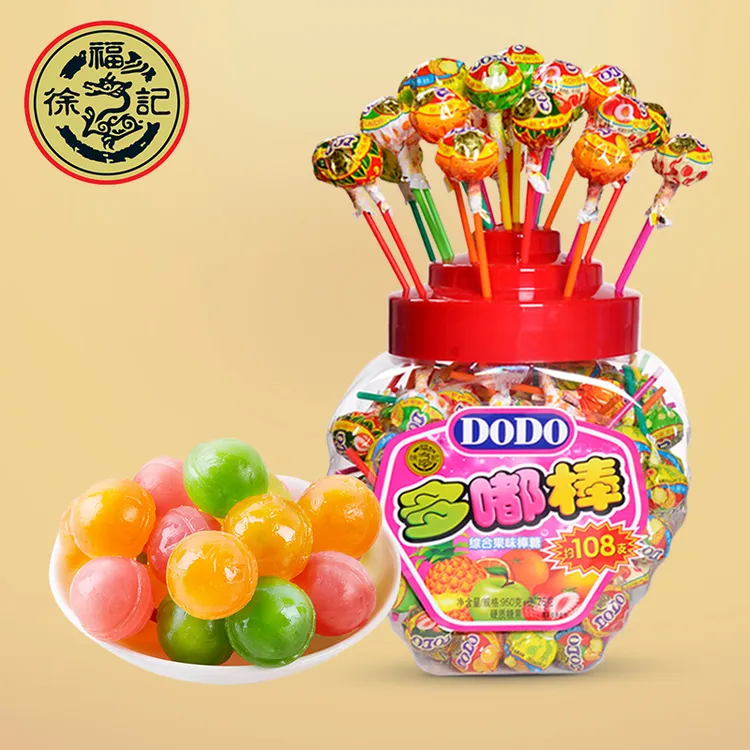 【小时候怀旧零食】徐福记棒棒糖多嘟棒18支水果味混合味散装桶装HD