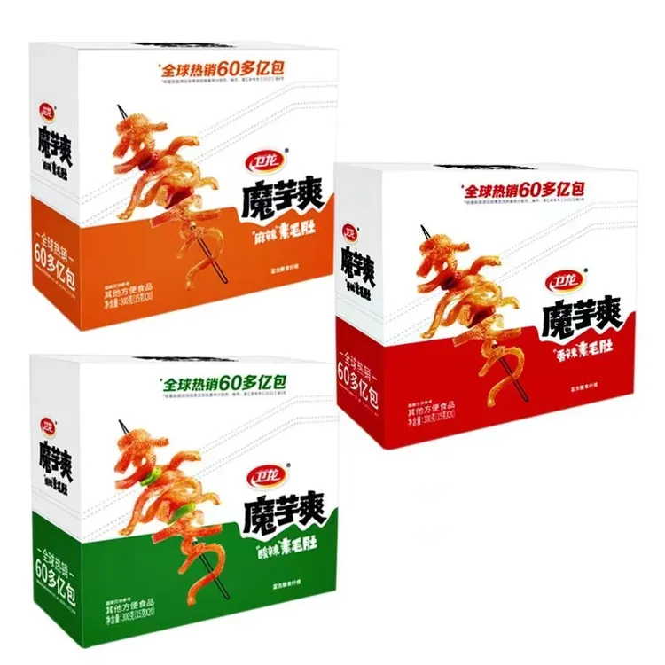 卫/龙魔芋爽麻辣酸辣素毛肚网红零食休闲辣条整盒香辣爽口