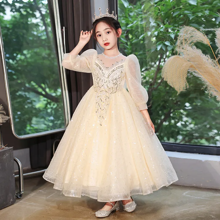 99218女童礼服公主裙蓬蓬裙花童婚纱走秀主持人连衣裙春秋款子