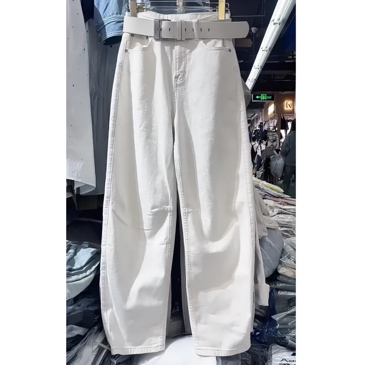 白色弯刀牛仔裤女秋季款2025年新款爆款阔腿裤子显瘦窄版香蕉裤子