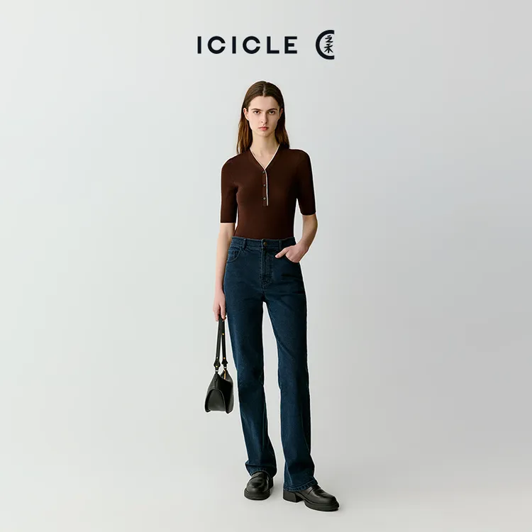 【土壤牛仔】ICICLE之禾女装棉弹牛仔布直筒裤1008