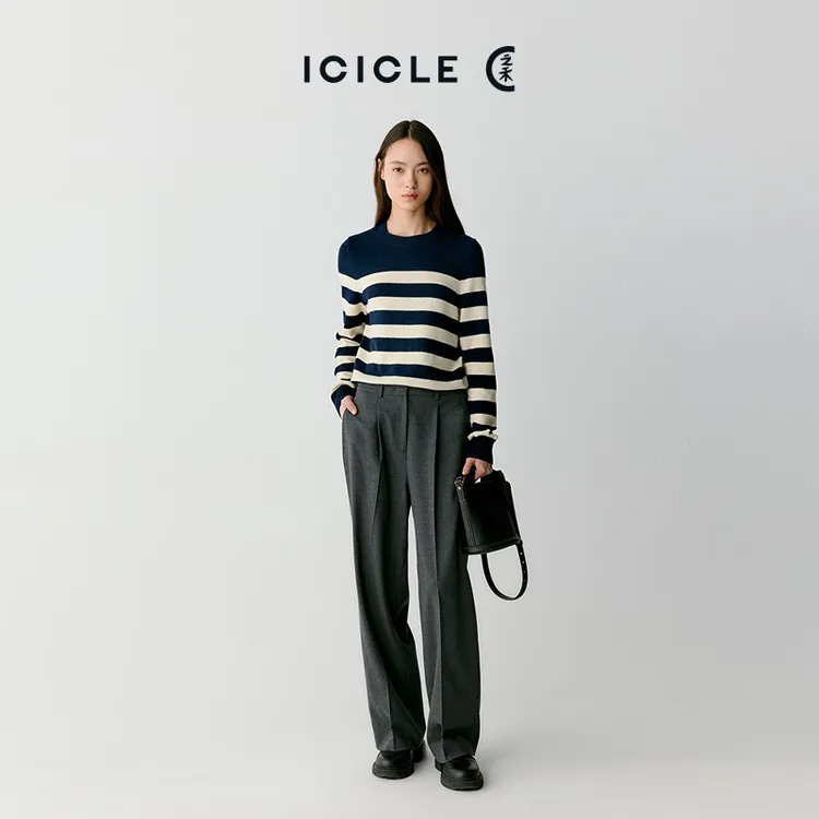 【琥珀流光】ICICLE之禾女装毛弹细斜纹裤子0689