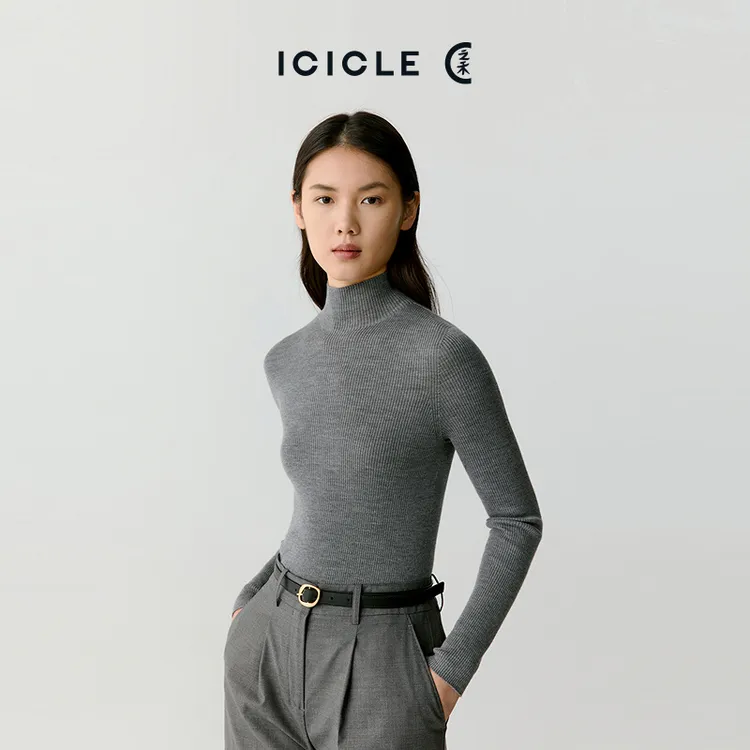 【之禾经典】ICICLE之禾女装羊毛打底衫无缝针织内搭针织衫休闲3075
