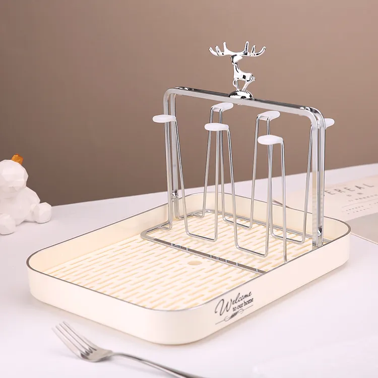 轻奢奶油风创意水杯架家用置物架客厅茶杯玻璃杯子架沥水挂架