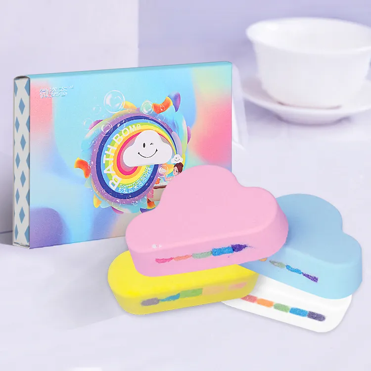 微姿态彩虹云朵沐浴球手工泡澡球精油气泡弹便携清洁可爱泡浴球