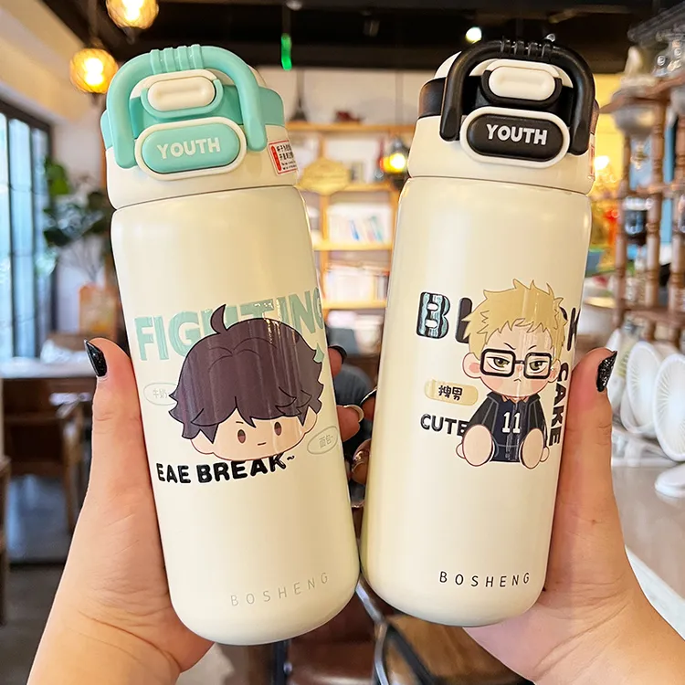 网红可爱保温杯男生小学生上学专用大容量便携带吸管水杯子少女心