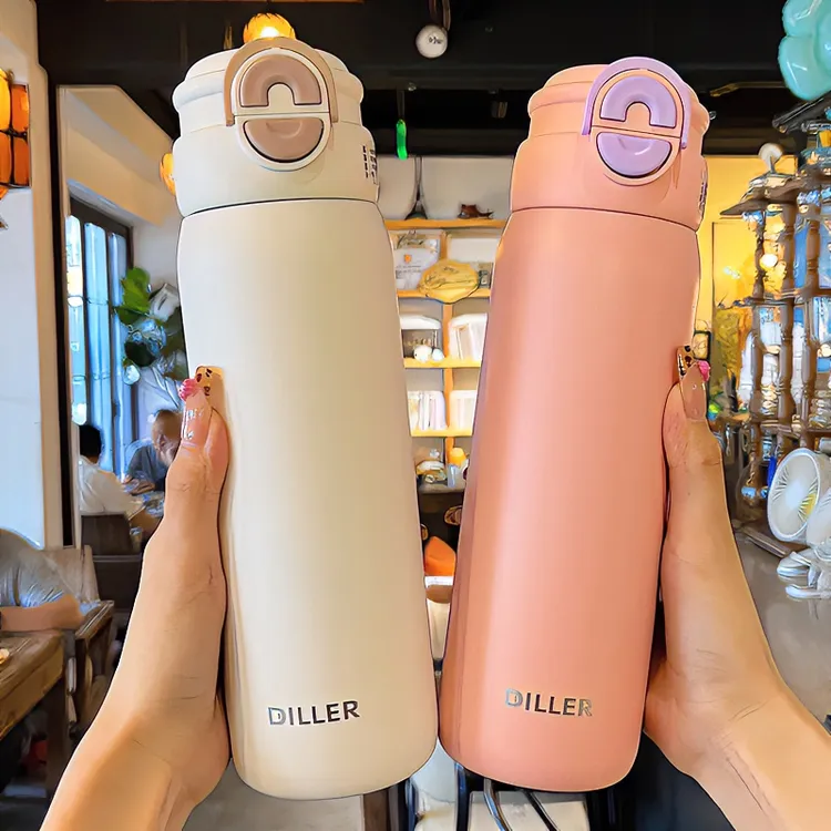 大容量水杯保温杯2025新款女高颜值316不锈钢学生便携双饮吸管杯