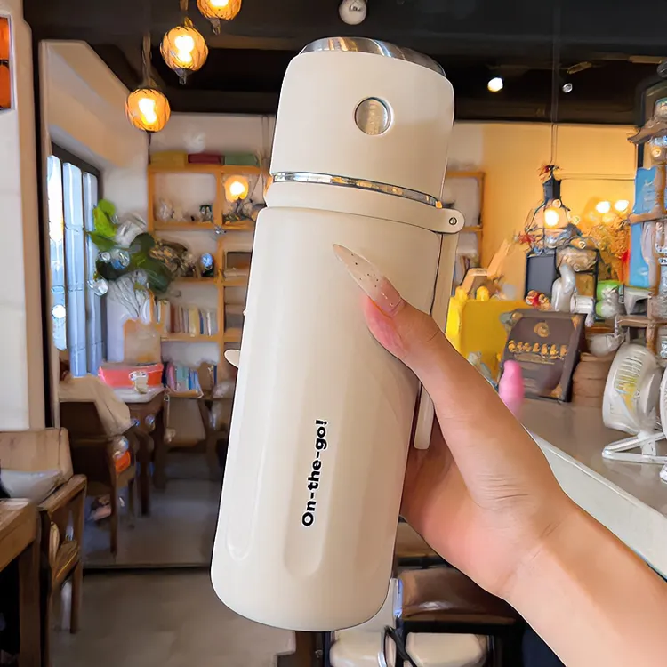 简约大容量保温杯带杯子盖女水杯上班专用漂亮水杯车载茶水分离杯