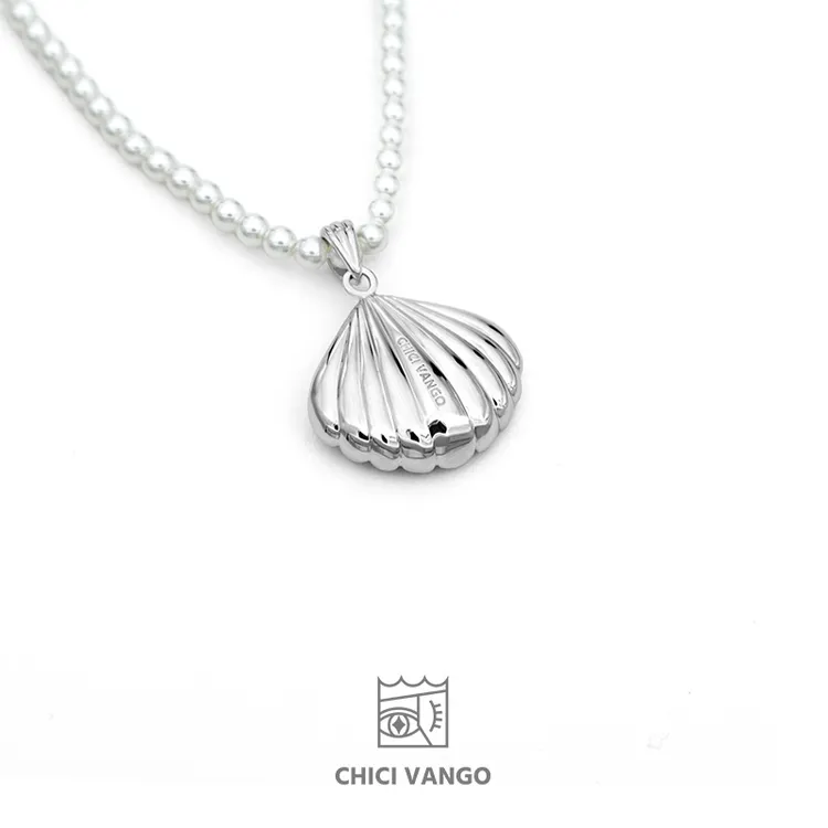 铜吊坠 海贝之谜珍珠项链吊坠小清新风 小众贝壳锁骨链