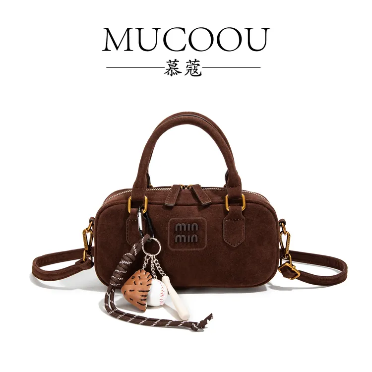 手拎美式复古保龄球包女2024秋季新款小众时尚轻奢单肩包百搭女包