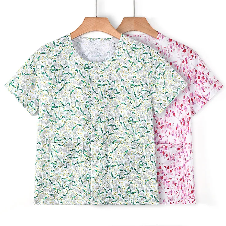 纯棉中老年女睡衣春夏开衫薄款汗衫短袖睡裤老年大码家居