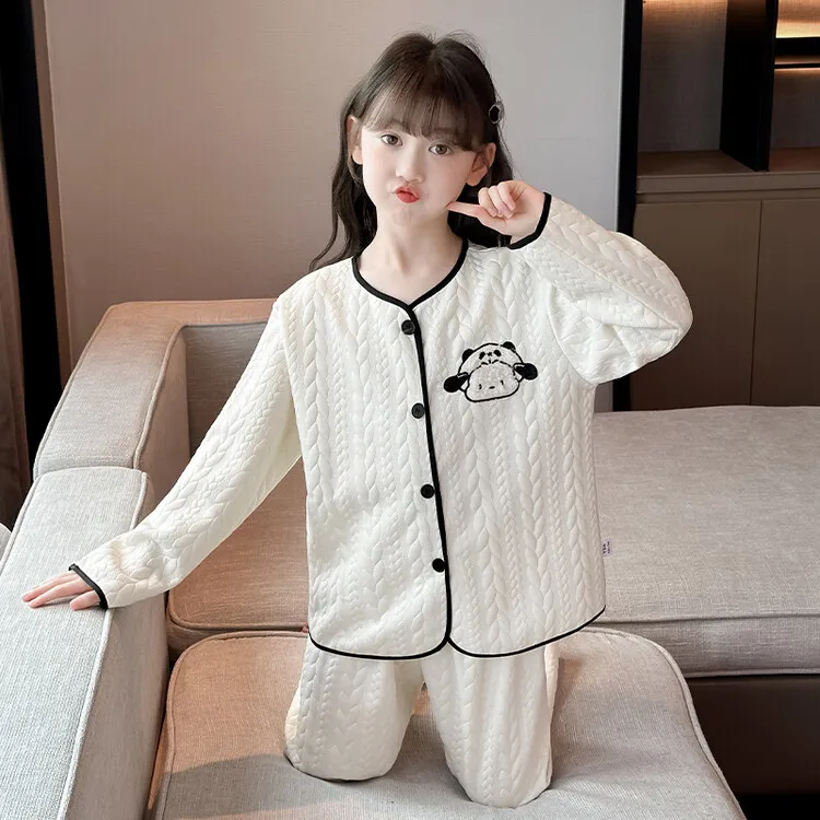 秋冬女童长袖家居服时尚洋气云朵棉加厚保暖秋季初冬开衫儿童睡衣
