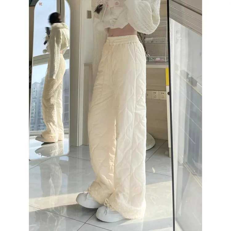 eaho羊羔绒防水棉裤女款冬季东北零下40度防寒裤子加厚保暖直筒裤