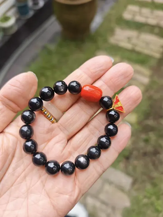 铜吊坠 猫眼本命年金运黑色手串25蛇猪虎龙猴