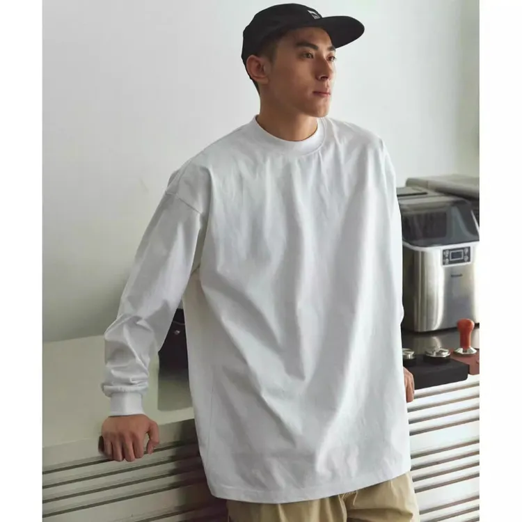 100%纯棉280克重磅长袖打底衫T恤男秋美式圆领内搭宽松纯色上衣
