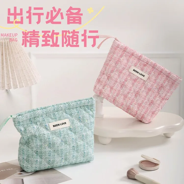 绣RH2449-绣梦手拿收纳包小香风气质千鸟格学生网红时尚