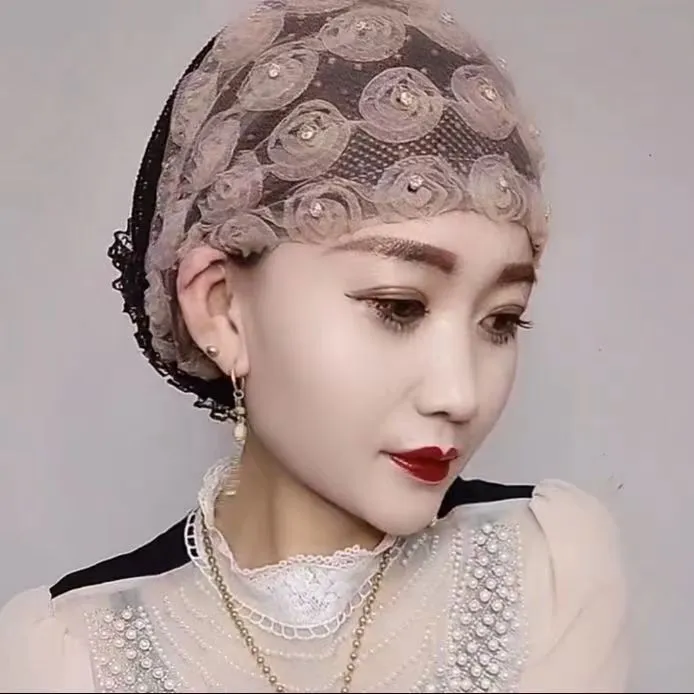 帽子假发帽老人帽遮白发蕾丝透气帽美人帽包头帽回族帽子女款发饰