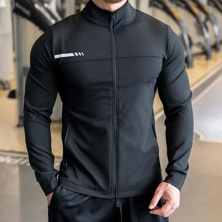 男士运动健身上衣跑步训练服秋冬长袖外套速干紧身衣冬季休闲百搭
