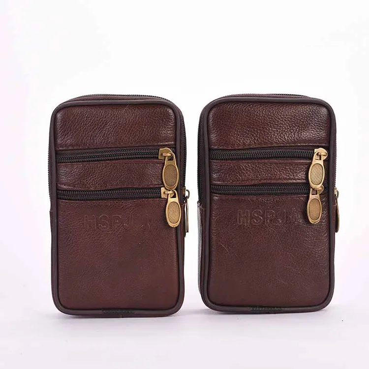 双层工地干活新款潮流钱包男士双拉链便携运动腰包户外竖版手机