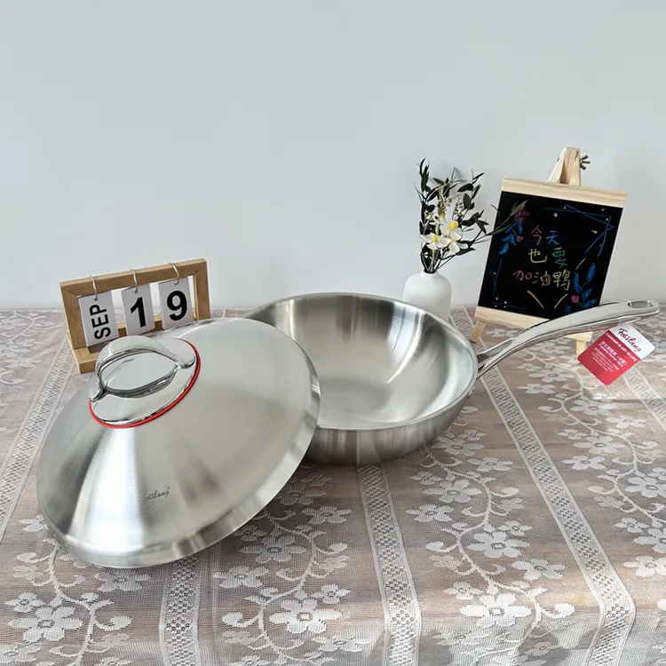 【18/10不锈钢菲仕朗炒锅】家用无涂层炒锅加厚烹饪锅炒菜锅出口货